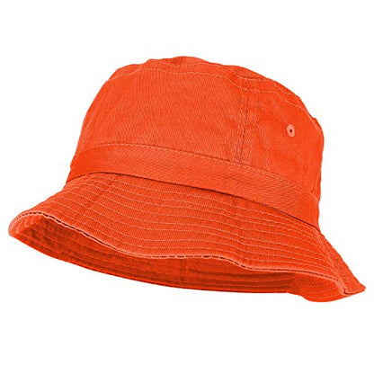Armycrew Pigment Dyed Washed 100% Cotton Unisex Bucket Hat - color: Orange
