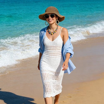 Oweisong Sun Hats for Women Wide Brim Floppy Beach Hats Packable Boho Crochet Straw Hat for Summer Vacation Travel - color: Khaki