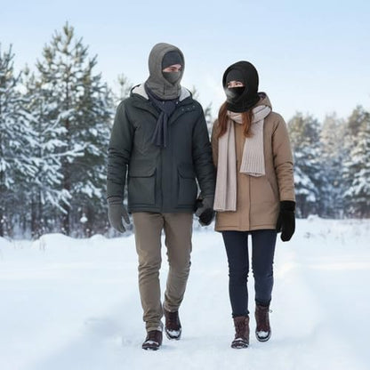 4 Pcs Winter Fleece Balaclava Ski Mask Glove Men Women - color: Black and Dark Gray