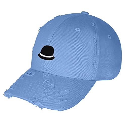 JPAK Bowler Hat Vintage Dad Hat Frayed Embroidered Cap Funny - color: Light Blue