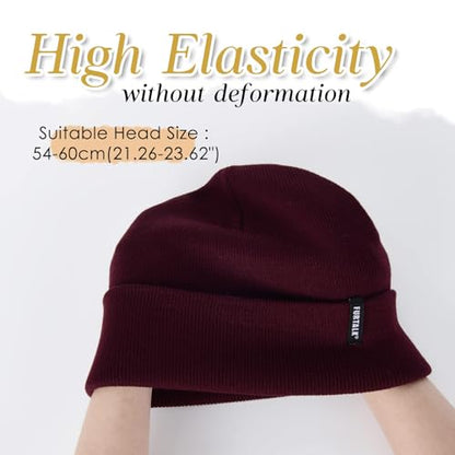 FURTALK Beanie Hat for Men Women Winter Hats for Women Men Soft Warm Unisex Cuffed Beanie Knitted Skull Cap - color: C-maroon