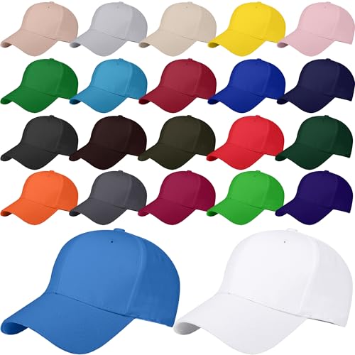 22 Pcs Adult Cotton Baseball Hat Solid Color Baseball Caps Adjustable Blank Golf Cap Plain Ball Hats Bulk for Unisex - color: Color Set 2
