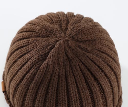 Home Prefer Mens Winter Hat Wool Fleece Lined Knit Beanie Hat Warm Stocking Caps - color: Chestnut Brown