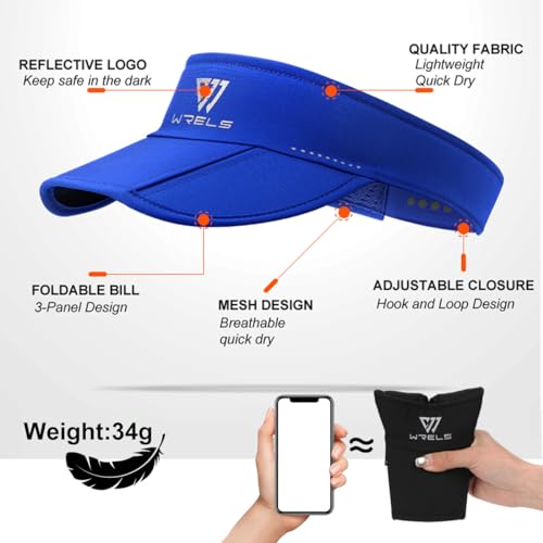 WRELS Visor Sun Hat for Kids Women Men,Adjustable Packable Sports Cap with Sweatband(46-60cm) - color: Coral, size: Large