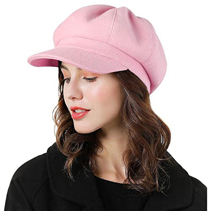 Sumolux Women Beret Newsboy Hat French Cap Classic Winter - color: Pink