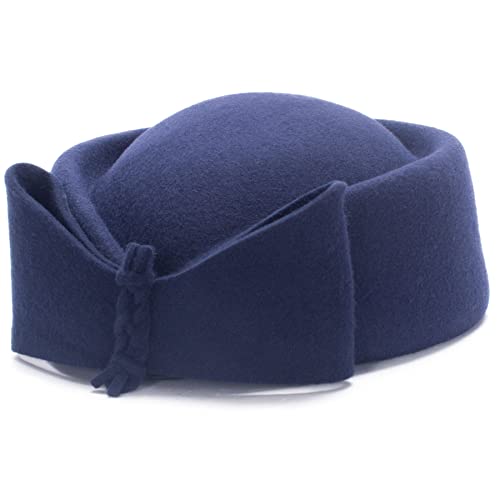 Lawliet Ladies Teardrop Fancy Wool Fascinator Cocktail Pillbox Hat Formal Racing A253 - color: Navy Blue, size: One Size