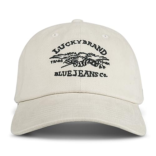 Lucky Brand Classic Cotton Adjustable | Dad Hat | Baseball Cap | Golf | Fishing | Low Profile | 5 Panel Design - color: Blue Jeans Co - Cream
