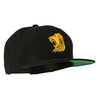 e4Hats.com Gold Lion Embroidered Wool Snapback Cap - color: Black