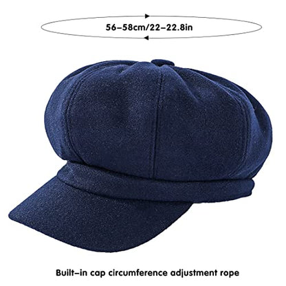 Newsboy Caps for Women Classic Beret Hats Autumn Winter Cap - color: Navy Blue