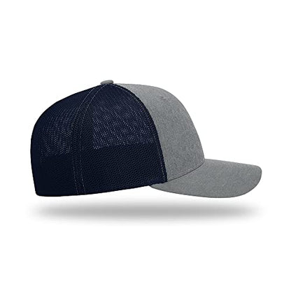 Richardson 110 Trucker R-Flex Baseball Cap| Fitted Mesh Back Hat - color: Heather/Navy, size: Large-X-Large