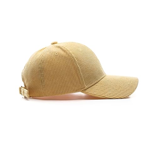 Corduroy Hat Low Profile Solid Color Baseball Caps Sun Hat Adjustable for Men and Women - color: Yellow