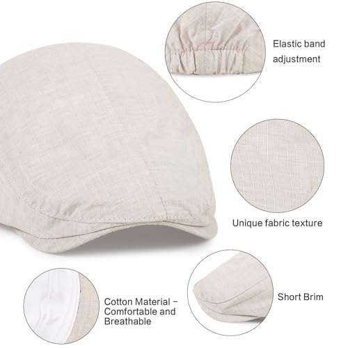 3Pcs Cotton Newsboy Hat for Men Cool Adjustable Flat Cap - color: Cm2-blue+khaki+lightgrey