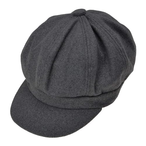 ZLYC Women Classic Newsboy Cap Visor 8 Panel Gatsby Cabbie Paperboy Hat - color: Dark Gray