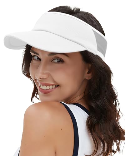 Sports Sun Visors Hat Women Men,Lightweight Cooling Stretchy Visor - color: 1-white