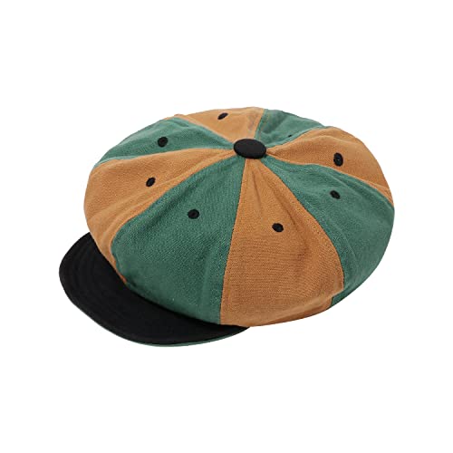 Croogo 8 Panel Newsboy Cap for Men Women, Cotton Flat Cap Vintage Style - color: Wbl1-greenkhaki