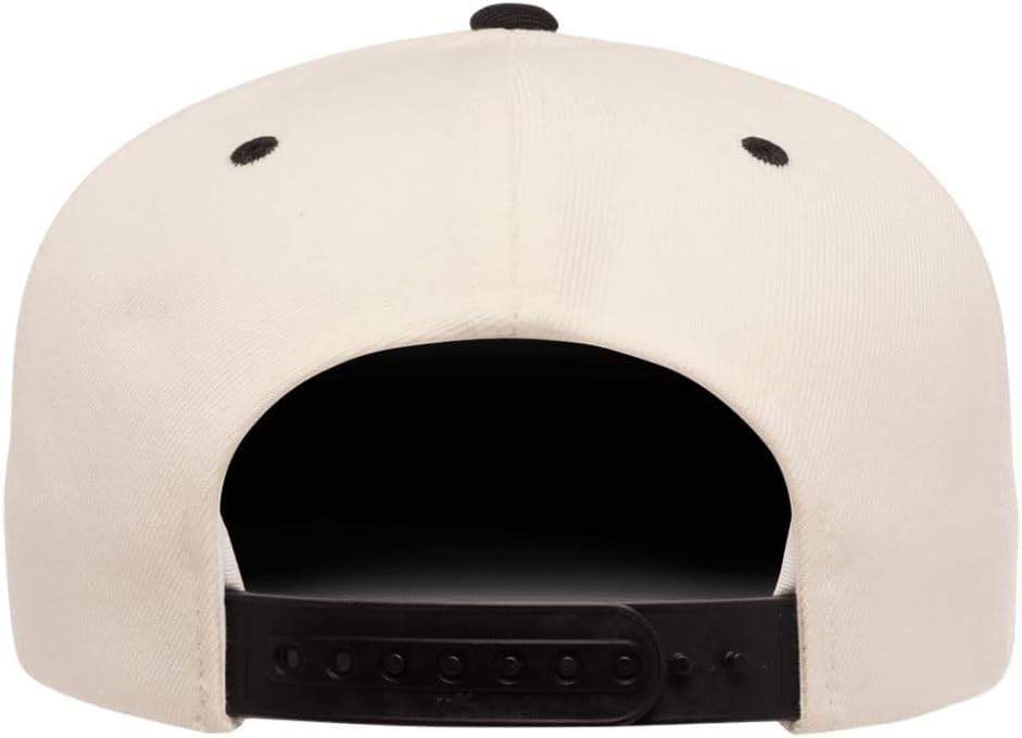 YP Classics 6089 Wool-Blended 6 Panel High Profile Flatbill Snapback Cap - color: Natural/Black