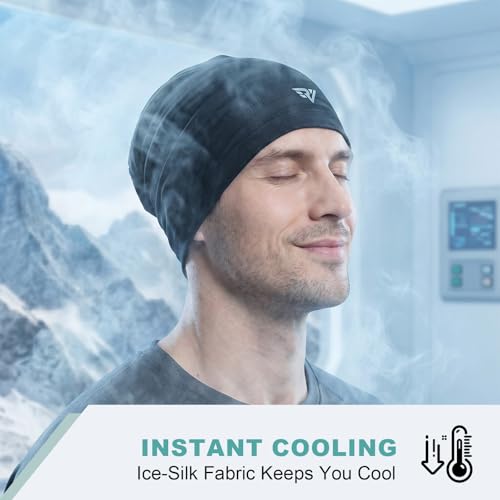 3Pcs Cooling Skull Caps for Men Women-Lightweight Breathable Beanie, Thin Quick Dry Running Cap for Cycling Daily Wear - color: Black+black+grey