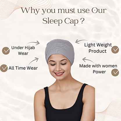 Chemo Hats Solid Sleep Cap Women's Bamboo Soft Headwear Cancer Cap Chemo Headwear Women - color: Ash