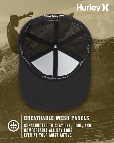 Hurley Mens Baseball Cap Laguna Icon Trucker Hat, Curved Brim - color: Black/White Logo, size: Large-X-Large