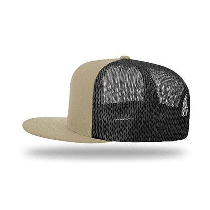 Richardson 511 Wool Blend Flatbill Trucker Snapback Adjustable Cap - color: Khaki/Black