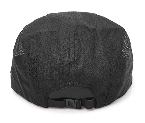Mesh Cap Breathable Summer Newsboy Hat Adjustable Beret Ivy Cap Irish Cabbie Driving Fishing Hats - color: Black