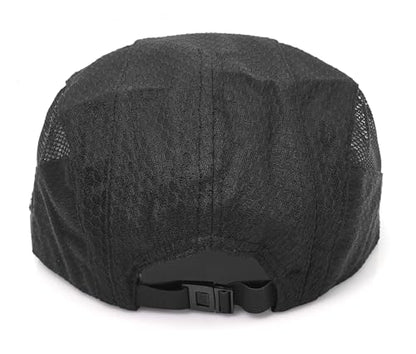 Mesh Cap Breathable Summer Newsboy Hat Adjustable Beret Ivy Cap Irish Cabbie Driving Fishing Hats - color: Black