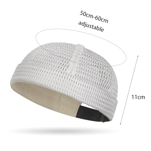 Brimless Hats for Men Breathable Brimless Docker Hat Lightweight Mesh Skull Cap Beanie Hats - color: Beige