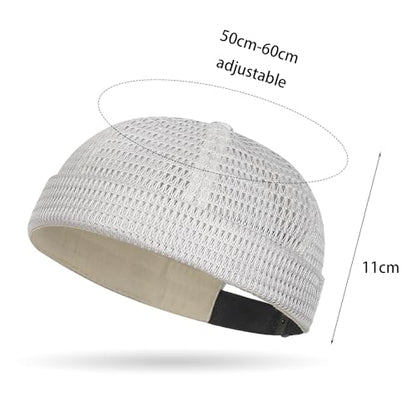 Brimless Hats for Men Breathable Brimless Docker Hat Lightweight Mesh Skull Cap Beanie Hats - color: Beige