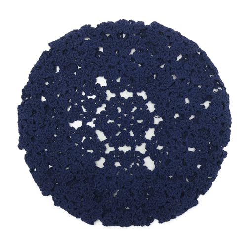ZLYC Women Cotton Slouchy Crochet Beret Handmade Cutout Floral Beanie Hat - color: Floral Blue