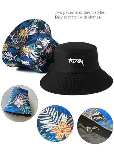 Packable Reversible Printed Bucket Hat Unisex for Men Women Beach Fisherman Cap - color: Blue