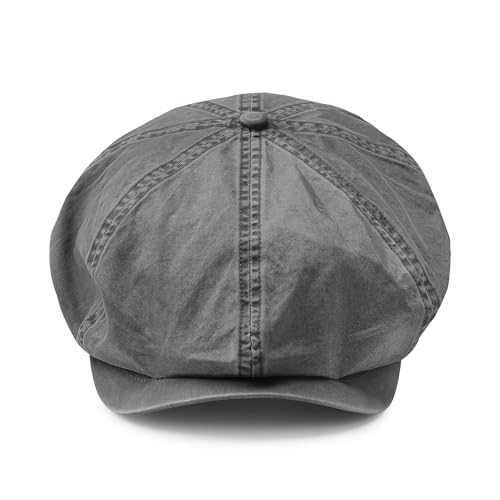 CLAPE Newsboy Caps for Men, Vintage 8 Panel Cotton Flat Cap, Breathable Stretch Fit Men's Newsboy Hat for Driving, Travel