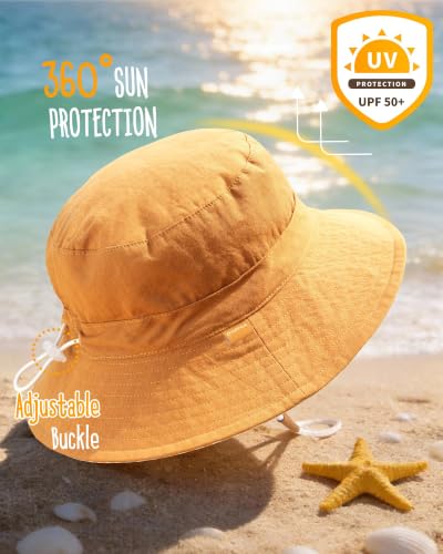 FURTALK Baby Sun Hat for Boys Girls Toddler Summer Bucket Hats Kids UPF 50+ Beach Hat - color: White+navy+caramel, size: 6-24 Months