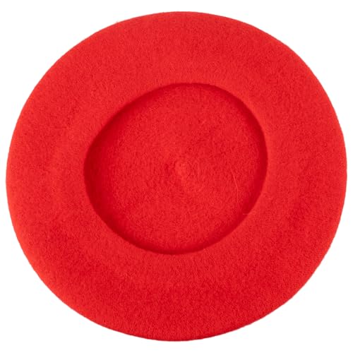 ZAKIRA Wool French Beret for Men & Women, Plain - color: Red