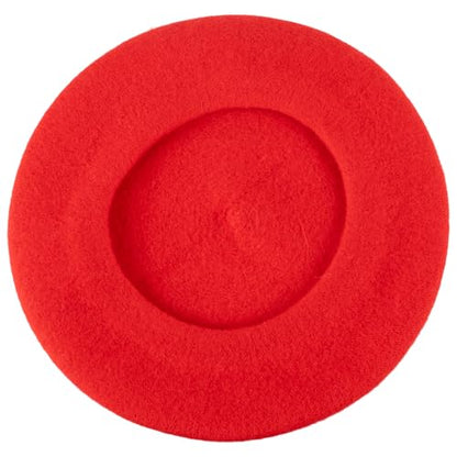 ZAKIRA Wool French Beret for Men & Women, Plain - color: Red