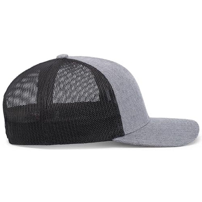 Pacific Headwear Melange Heather Low-Profile Trucker - color: Grey Heather/Black/Grey Heather