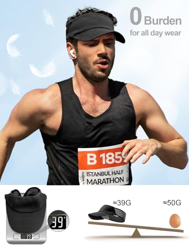 vidsel Sport Sun-Visor Hat Men Women, Summer UV Protection Stretchy Visor - color: Black
