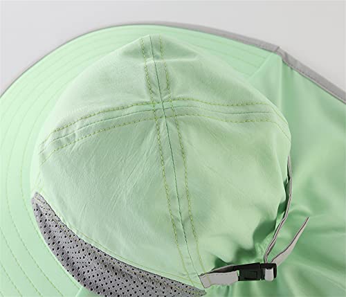 Connectyle Kids Sun Hat Adjustable Fishing Hat for Boys Grils Breathable UPF 50+ Protection Outdoor Beach Hat with Neck Flap - color: Mint Green