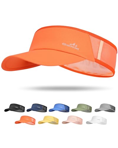 GXCROR Sports Sun Visor Hat Men Women, Lightweight Breathable Quick Dry Sports Sun Hat for Running Golf Tennis - color: Orange