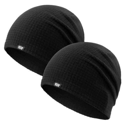 AUSFLUG Slouchy Beanie for Men Women Warm Lightweight Hard Hat Liner - color: Black + Black