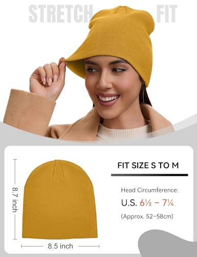 vidsel 100% Cotton Beanie Hat for Men Women, Soft Cuffless Knit Skull Cap - color: 1pc-yellow