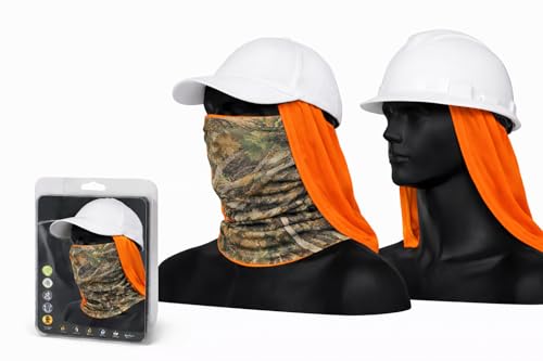 Sun Protection 3-In-1 Shade for Head with Built-In Neck Gaiter & Face Mask | Evaporative Cooling | Sun Guard | Neck Drape - color: Camo Orange (Non-municipal Color)