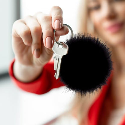 Fzxdfg 6Pieces Faux Furry Pom Pom Ball with Elastic Loop DIY Faux Fur Fluffy Ball for Hats Bags Key Chains Accessories 3.9inch/10CM (Black, White, Gray) - color: Black, white, Gray