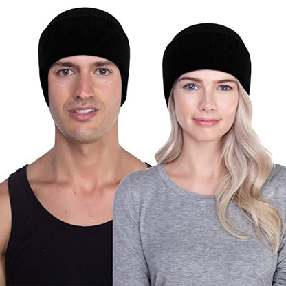 LCZTN 4 Pack Winter Ski Beanie Hat for Men＆Women,Warm Fisherman Cuffed Knit Cap Unisex