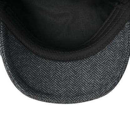 FEINION Men Wool Blend Flat Cap Tweed Newsboy Ivy Hat - color: Herringbone Grey