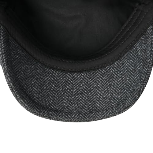 FEINION Men Wool Blend Flat Cap Tweed Newsboy Ivy Hat - color: Herringbone Grey