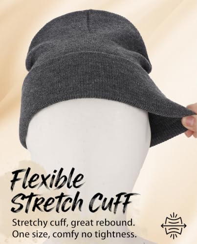 Connectyle Men's Cuffed Beanie Hat Double Layer Knit Winter Watch Cap - color: Dark Grey