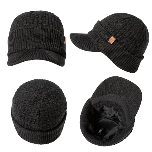 TOP-EX DryKnit™ 50% Merino Wool Waterproof Brim Beanie, Polartec™ Lined - color: Updated Black (Waterproof), size: Medium-Large
