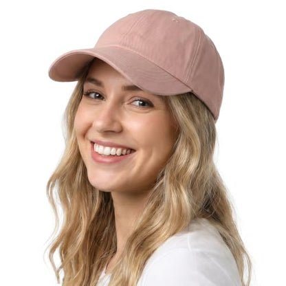 Lvaiz Womens Satin Lined Baseball Cap Washed Cotton Adjustable Dad Hat - color: Pink