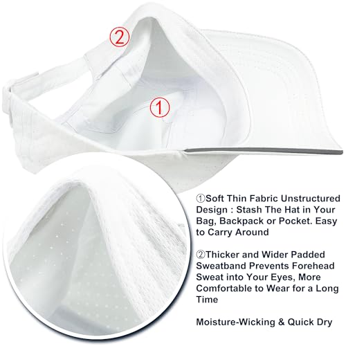 Lightweight Running Hat Breathable Mesh Cap Reflective Brim - color: White, size: One Size