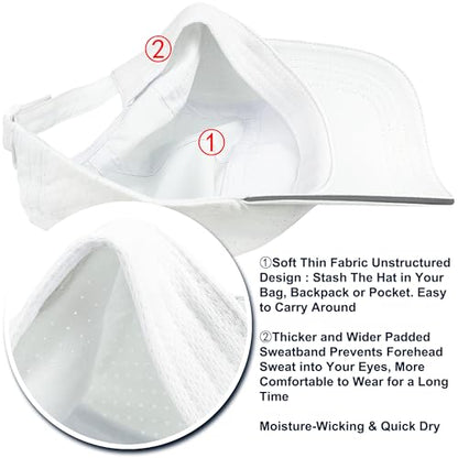 Lightweight Running Hat Breathable Mesh Cap Reflective Brim - color: White, size: One Size